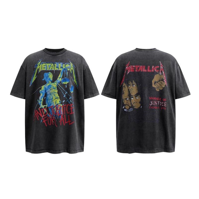 Cross-border Metallica Rock Band And Justice for All Direct Spray Short Sleeve T-Shirt