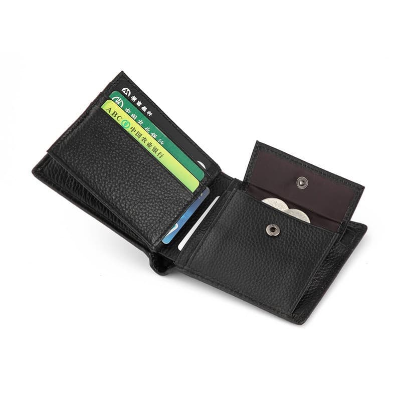 Real Cow Leather Men's Short Wallet Trendy Brand Wallet with Hinge Casual Classic Fashion Bank Card Gold Clip