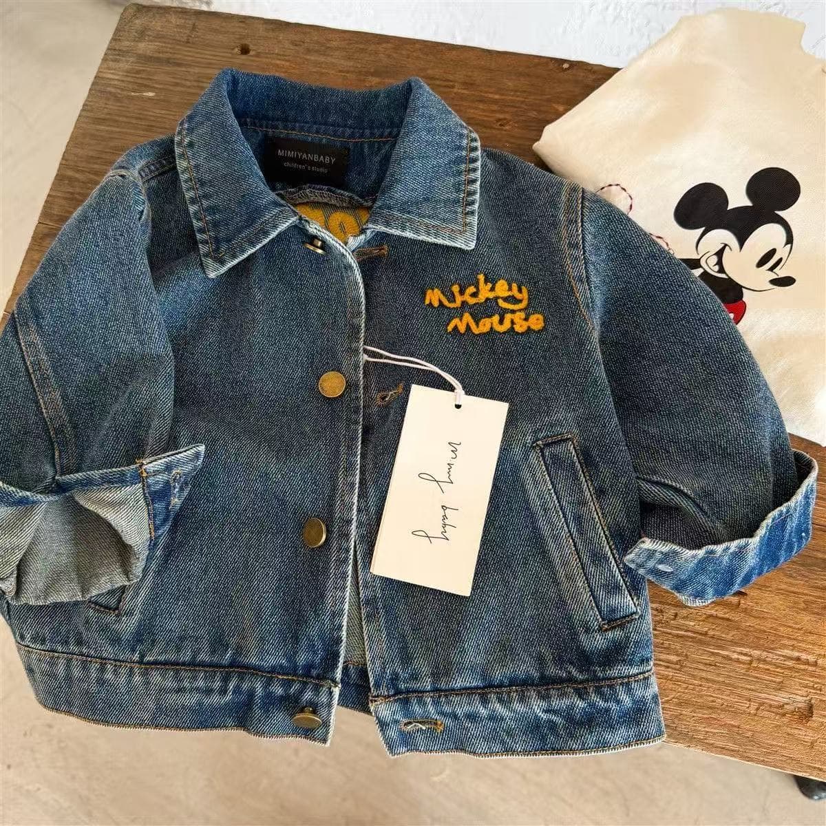 Children's Jacket 2026 Spring Boys Japanese Cartoon Embroidery Mi Q Denim Shirt Baby Kid Western Style Jacket