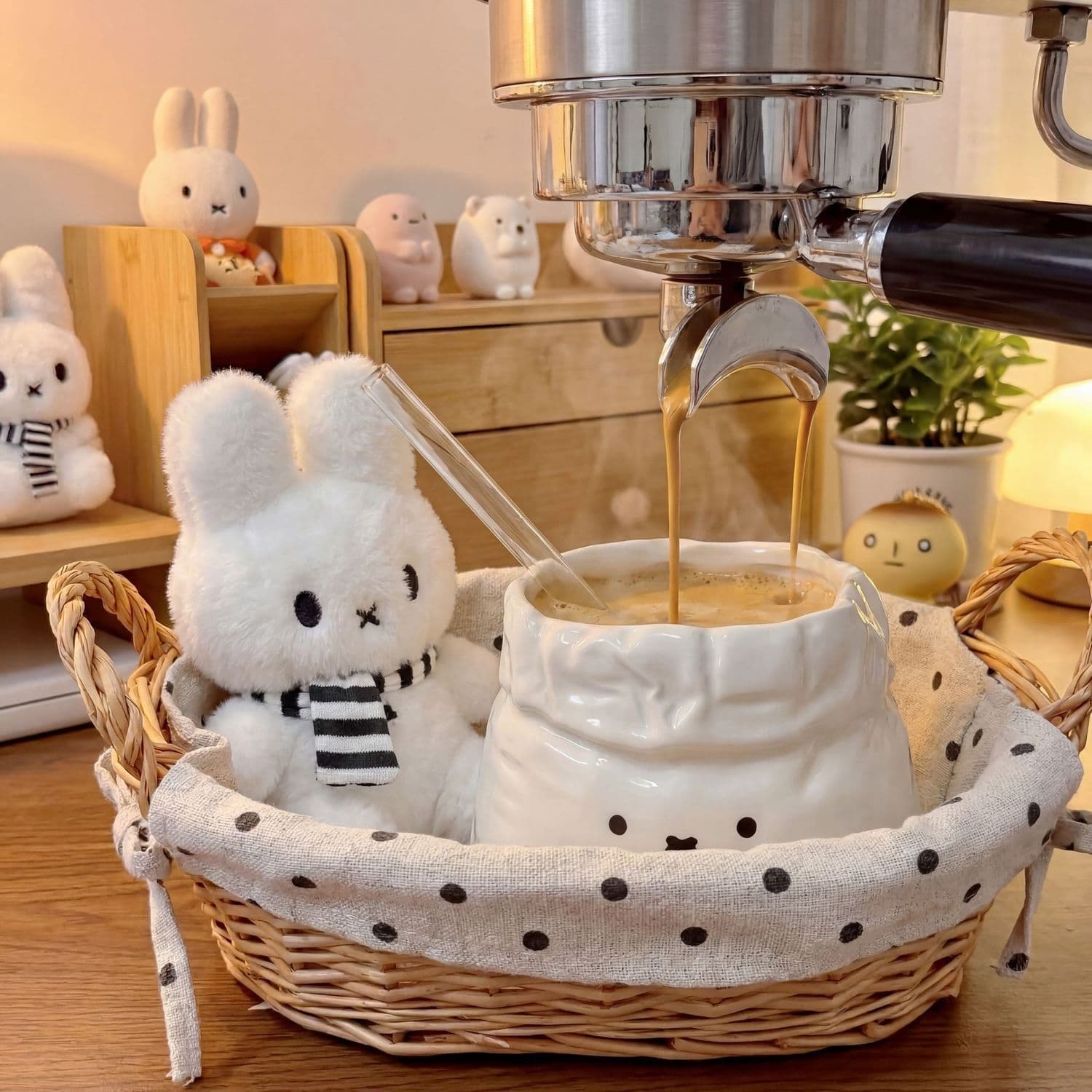 Cute Mitu Rabbit Cloth Bag Cup High-Quality Ceramic Water Cup with Glass Straw, Beautiful Hand-Held Cup with Stylish Design
