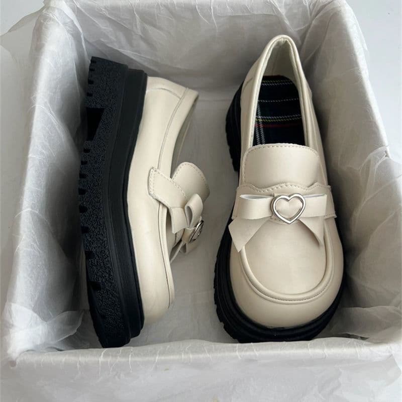 White Mary Jane small leather shoes for women, autumn British style thick sole Japanese JK shoes cute versatile round-toe student flats