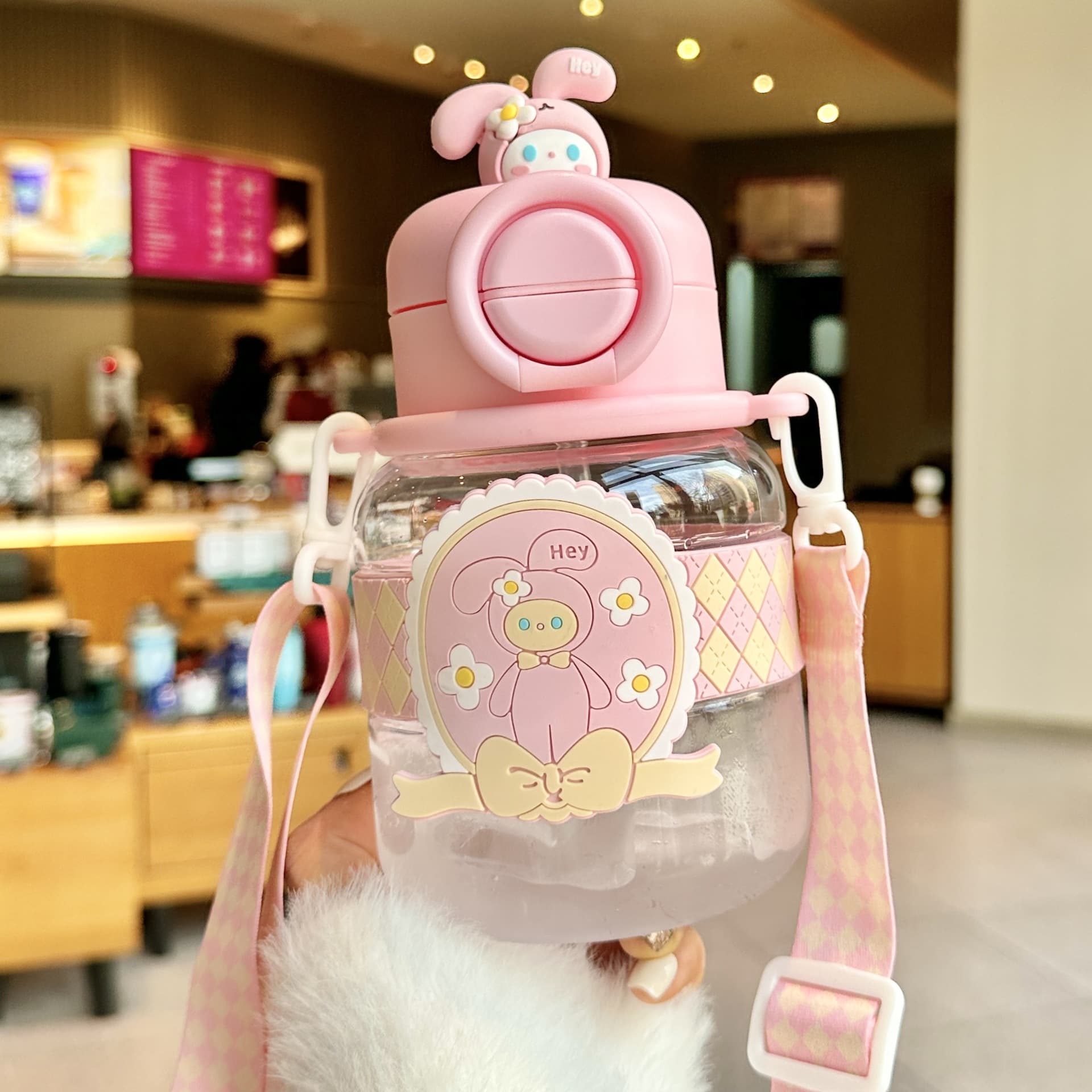 New Children's Water Bottle for School, Summer Plastic Cup with Straw, Food-Grade, 2025 New Model