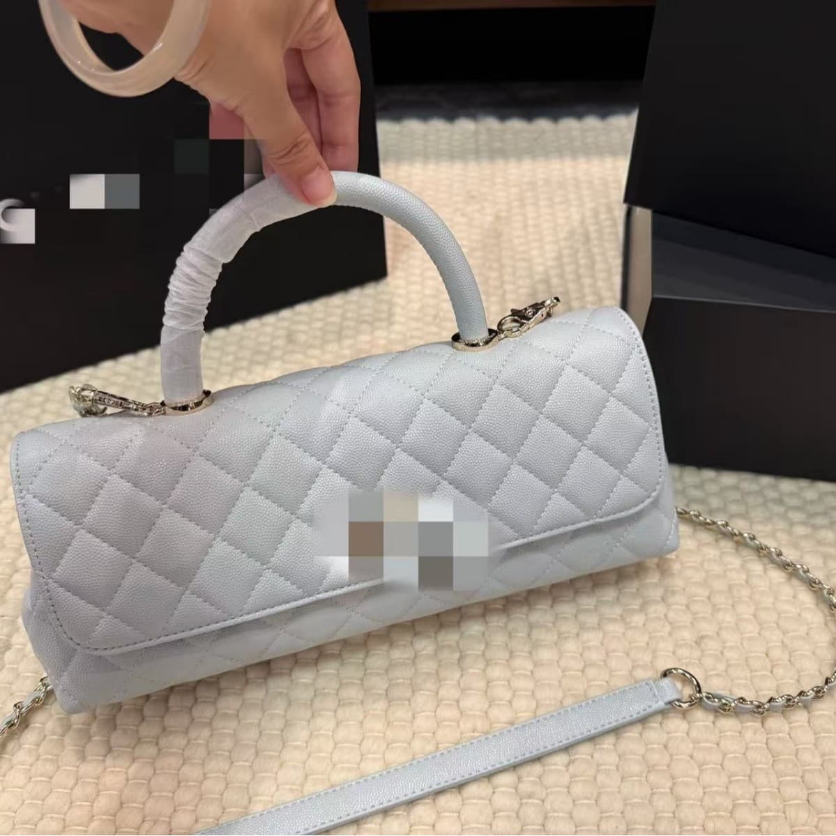 New Small Fragrance Bag 24K Mini Coco Handle Shoulder Crossbody Handbag Women's Bag AS2215 Cowhide Gift Box