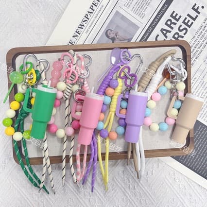 Crossbody Miu-style Bag Charm Stanley Ice Cup Lipstick Keychain Bead Lanyard Bag Pendant