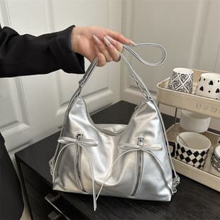 Trendy Personality Fashion Casual Large Capacity Bowknot Solid Color 2025 New Shoulder Backpack for Women