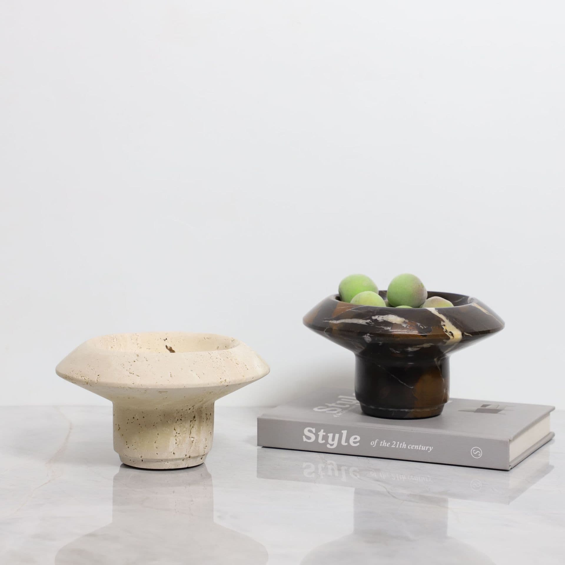 European Light Luxury Natural Marble Fruit Tray for Living Room Coffee Table Hotel Showroom High-End Desktop Decoration