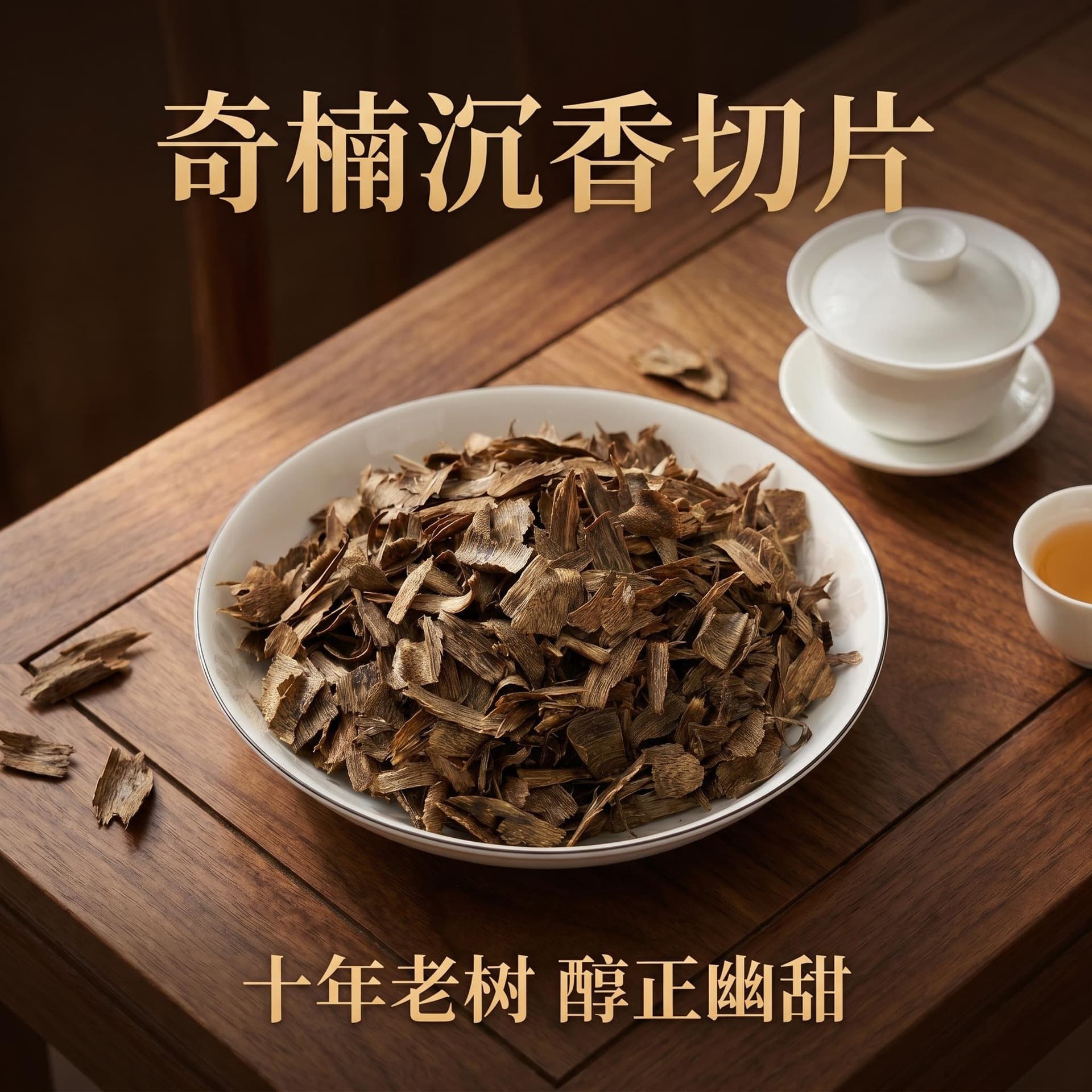 Qi Nan Agarwood High-Oil Slices, Ten-Year Old Tree, Indoor Home Aromatherapy Slices, Qi Nan Sinking Slices, Purifying Home Incense