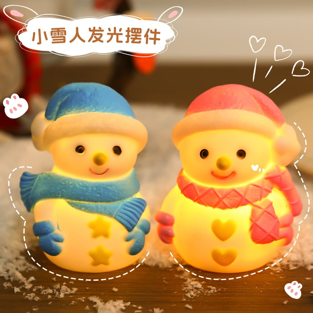 Snowman Glowing Ornament, Cute Cartoon Creative Bedroom/Living Room Ambient Light, Simple Soothing Night Light Display