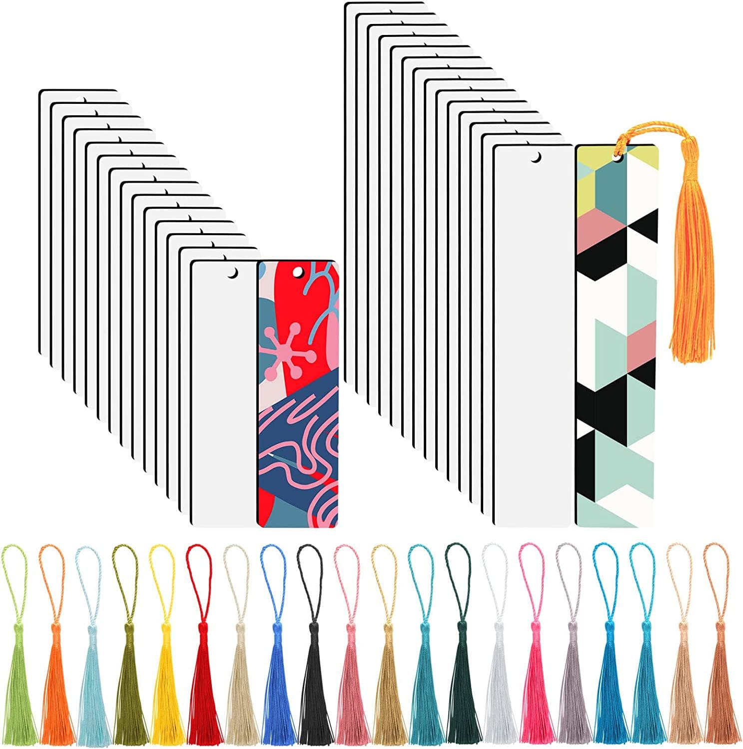 30 Sublimation Blank Bookmarks Double-Sided Heat Transfer Blank DIY Bookmark Crafts with Tassels