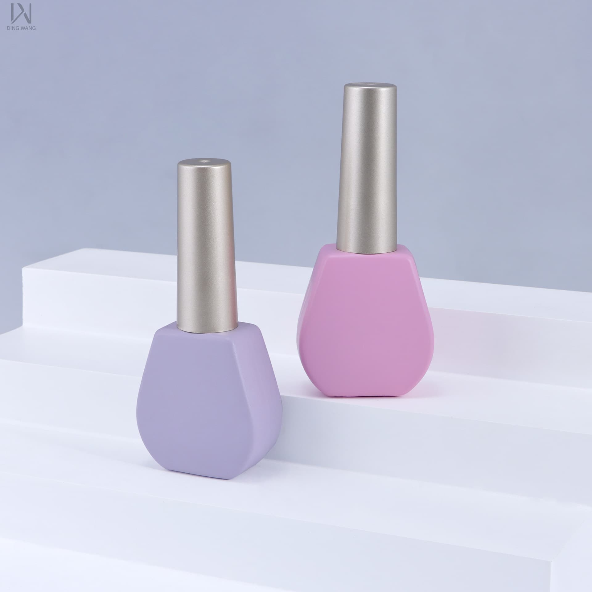 Factory custom 12ml pink nail gel bottle with brush cap, customizable logo, empty gel nail polish bottle
