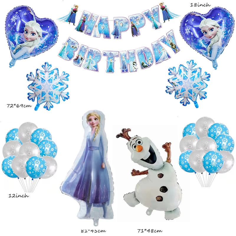 Olaf Standing Elsa Anna Princess Balloon Set Frozen Theme Birthday Party Decoration Balloons