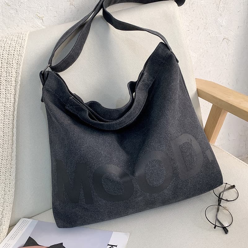 Student Canvas Bag Simple and Stylish for Class, Women's Single Shoulder Literary Forest Style Canvas Tote, Ins Korean Version Daily Crossbody Bag