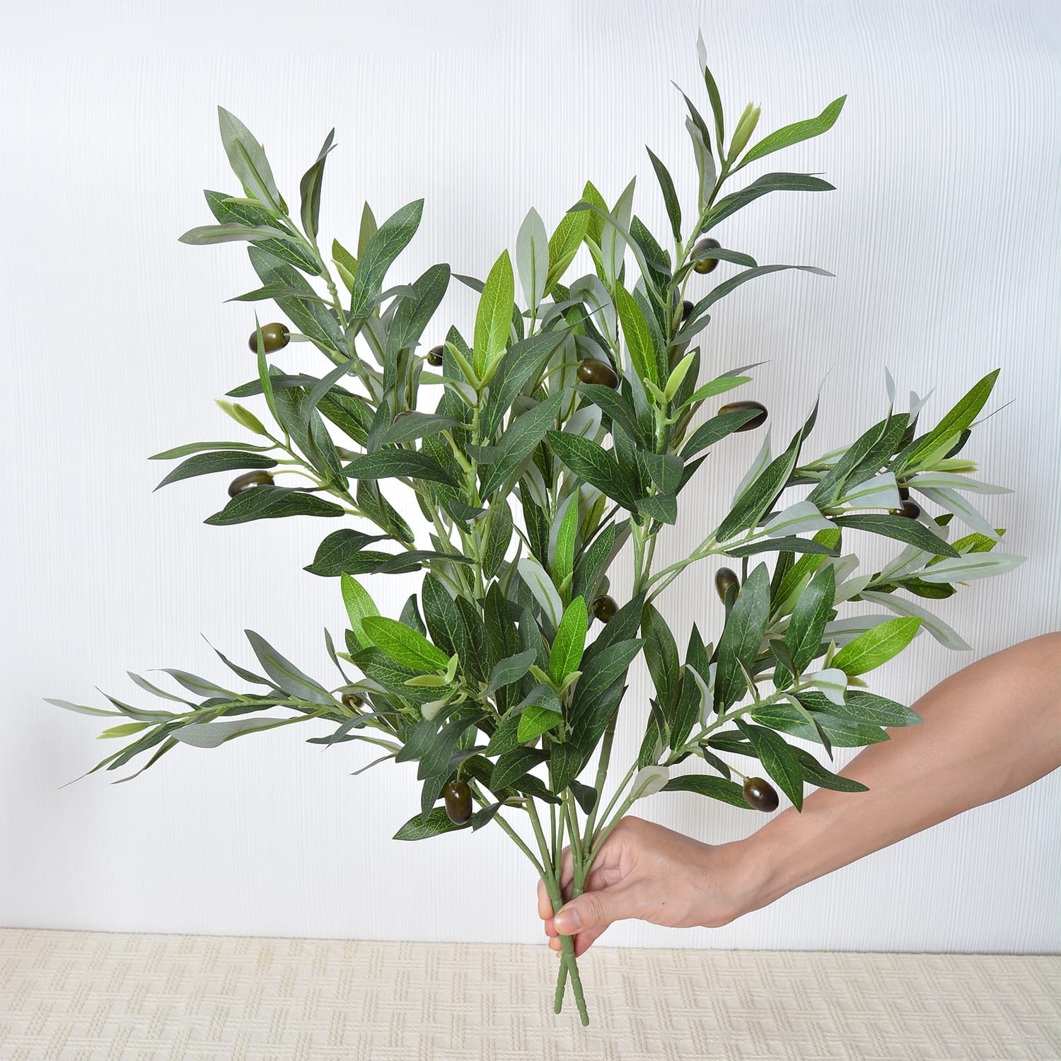 Wholesale Artificial Olive Branches 4-Branch 6-Branch 11-Branch Wedding Decoration Accessories Living Room Display Artificial Olive Leaves