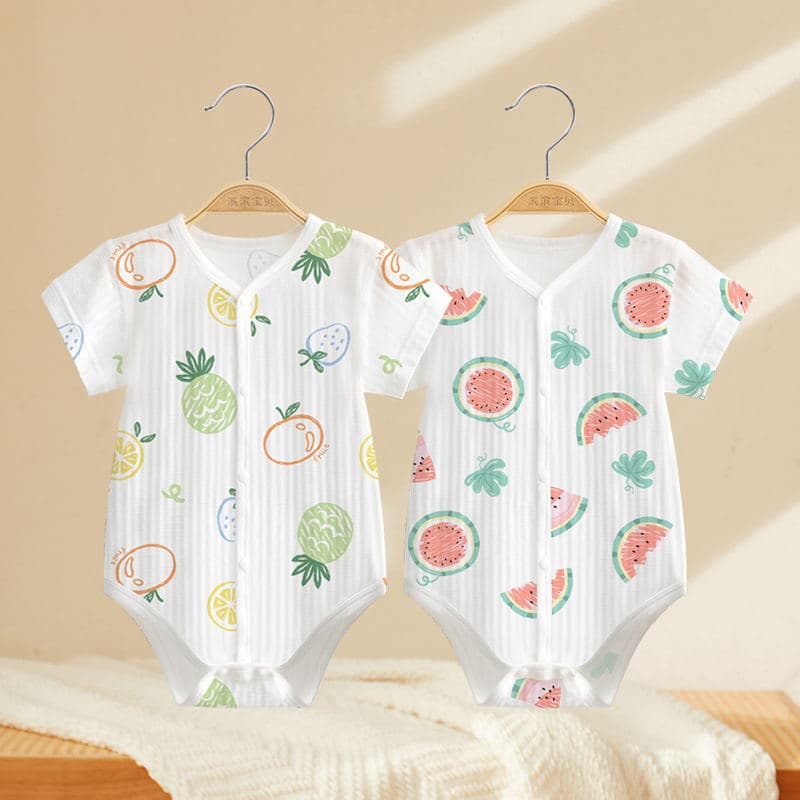 Baby Triangle Bodysuit Summer Thin Short Sleeve Romper Cotton Summer Outfit Baby Girl Bodysuit Boy Crawling Suit Sleepwear