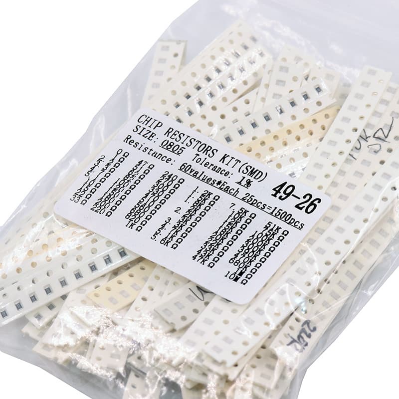 0805 SMD Resistor Kit 0 Ohm~10M 1% Tolerance 60 Values 25pcs Each Total 1500pcs