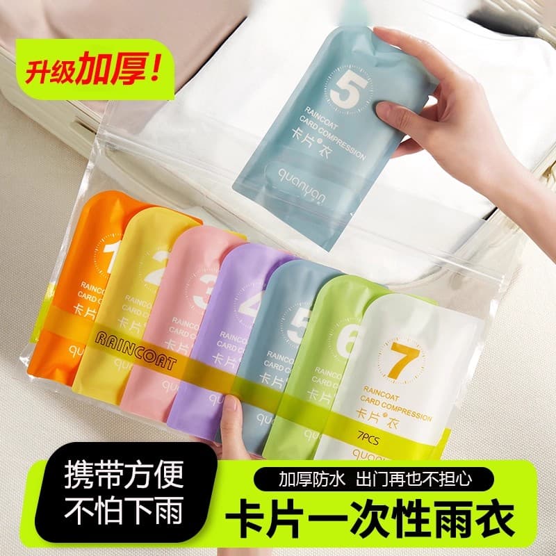 Disposable raincoat thickened for adults and extended for children, portable full-body heavy rain protection, outdoor rafting card raincoat poncho.