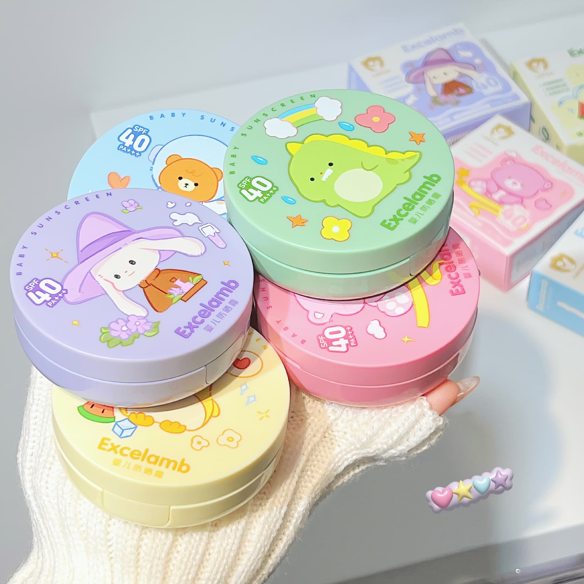 EXCELAMB Baby Sunscreen Children's Sunscreen Cushion SPF40, Baby-Specific Refreshing Gentle Physical Sun Protection