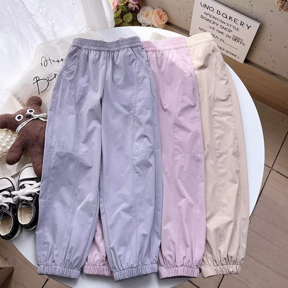 Cool sun protection girls' pants, thin sports pants, children's casual quick-drying pants, medium and large children's summer ice silk anti-mosquito pants