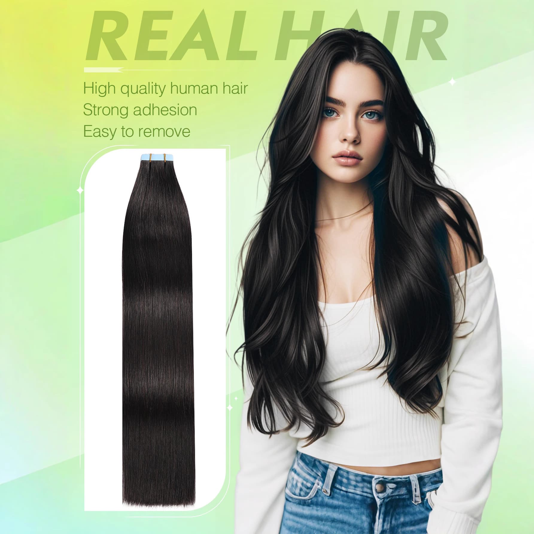 Real Hair Tape Hair Extensions Factory Direct Real Straight Hair European American Stock Tape Hair