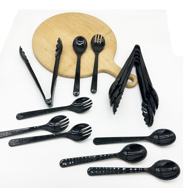 Factory Direct Kitchen Tools Plastic Food Tongs Bread Tongs Salad Spoon Salad Fork Soup Spoon Vegetable Tongs