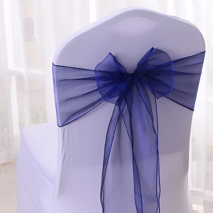Hotel Wedding Chair Back Tulle Chair Decoration Bow Glass Gauze Organza Ribbon Tie