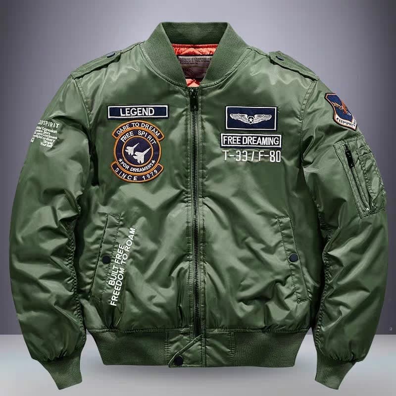 Heavy-duty MA1 Pilot Jacket Embroidered Baseball Jacket Men's Autumn Winter Loose American Flight Jacket Workwear Coat