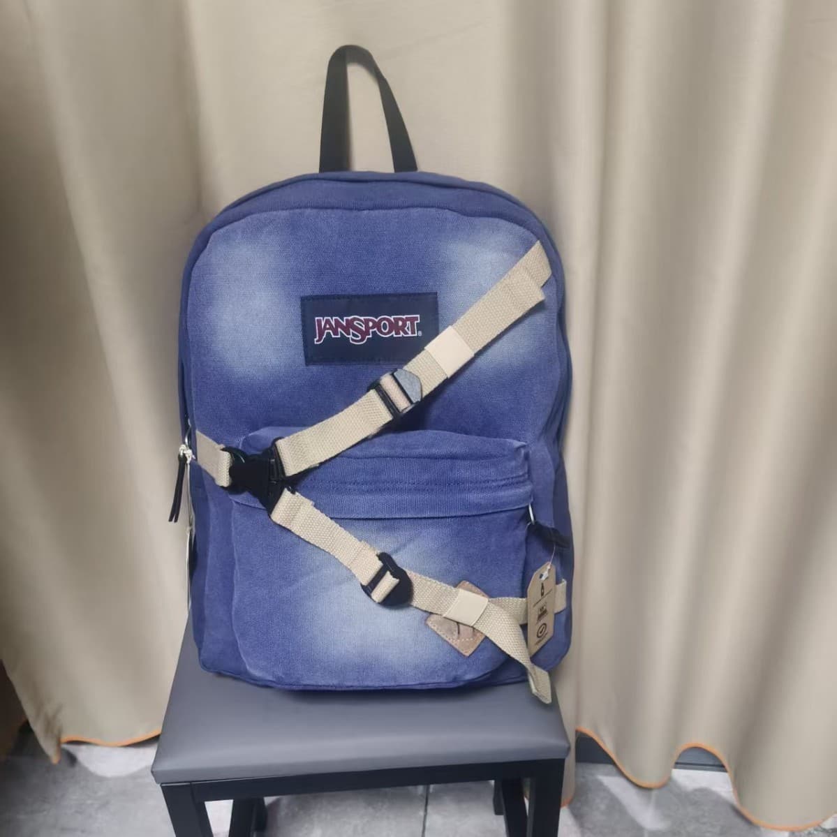 JanSport Denim Backpack Unisex Student Schoolbag Large Capacity Laptop Bag Casual Travel Backpack