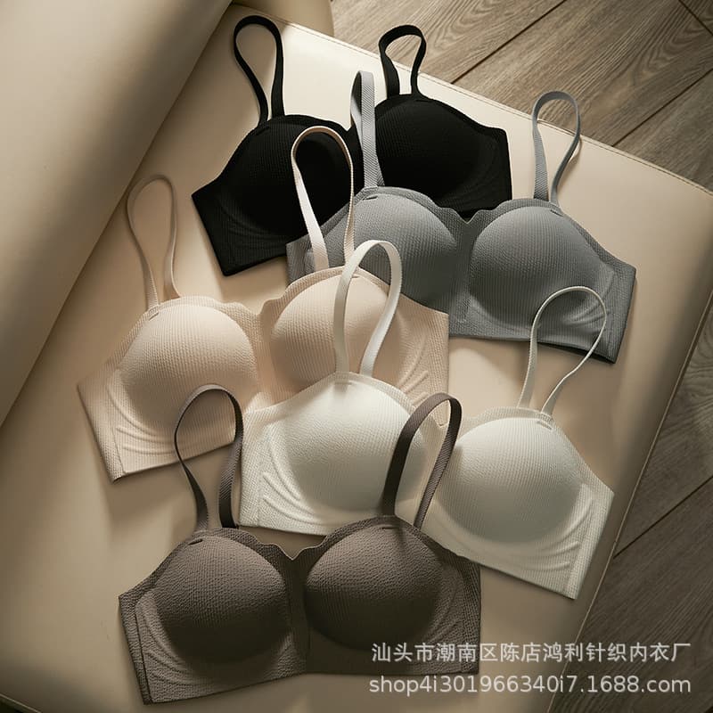 Glossy bra, new push-up bra, U-shaped beautiful back, sexy bra, no rims, traceless underwear, small breasts gathering