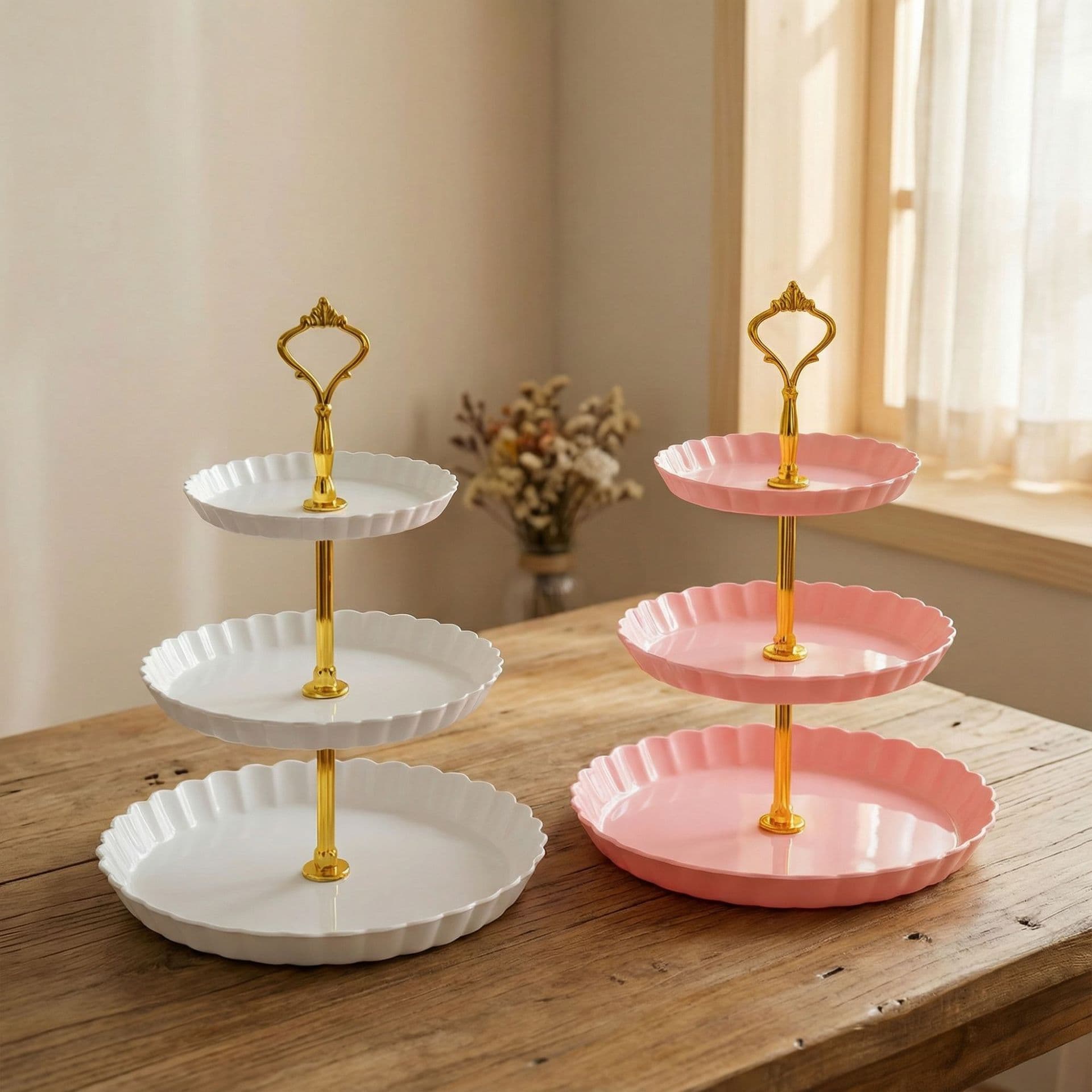 Cross-border Plastic Candy Fruit Tray Premium Light Luxury Candy Plate Front Desk Wedding Three-Tier Cake Storage Rack