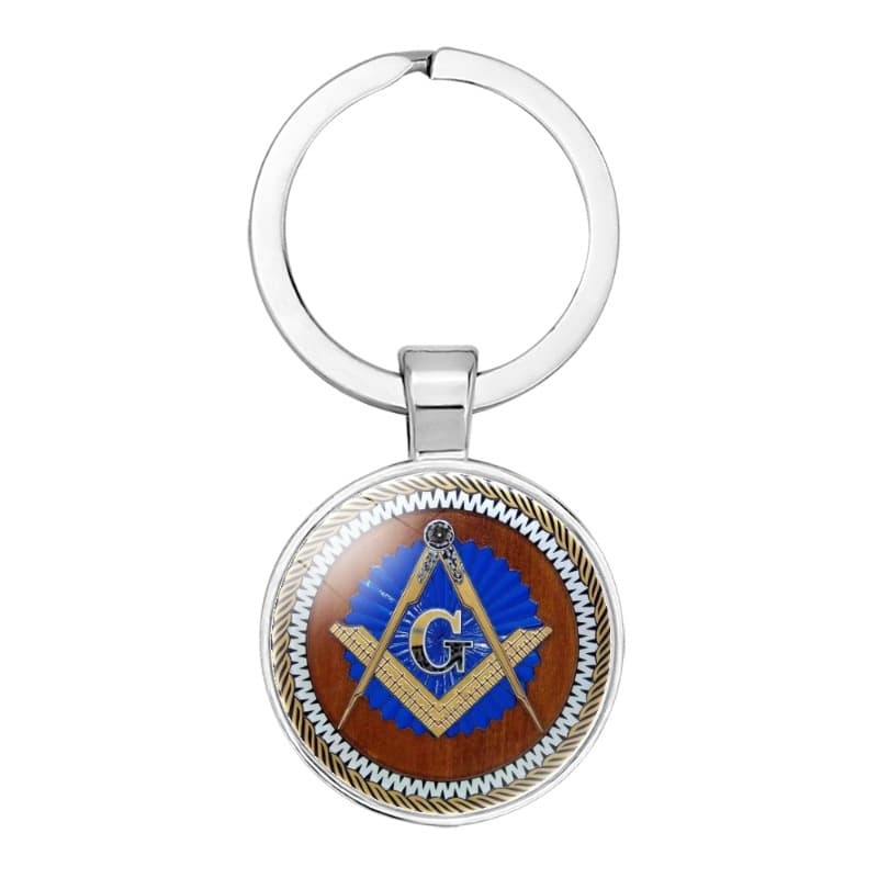 Mysterious Masonic Badge Pattern Time Gem Keychain Simple Silver Key Pendant Wholesale
