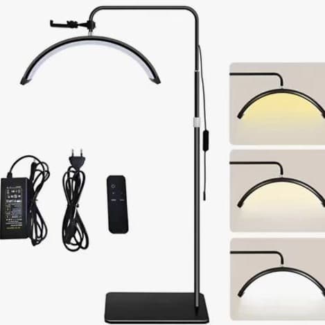 Amazon 24-inch Half Moon Beauty Lamp for Tattoo, Nail, Eyebrow, Eyelash with LED Eye-care U-Shaped Floor Fill Light