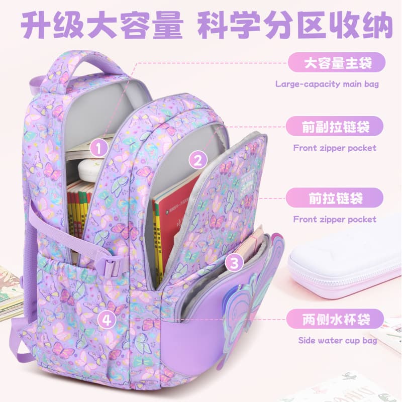 Cross-border 3-in-1 Amazon New Style School Backpack for Elementary Students, Girls, Large Capacity, 3-Piece Set