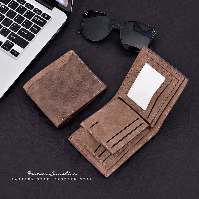 New Cross-Border Men's Matte Short Wallet, Multifunctional Fashionable Casual High-Quality PU Wallet, Large Stock Available