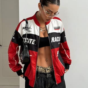 Trendy Cool European and American New Style 2025 Autumn New Color Block Casual Women's Jacket