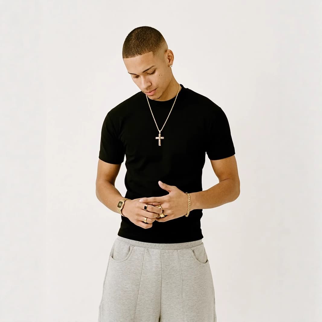 American Street Slim Fit Anti-Pilling Stretch Cuffed Fitness Short Sleeve Basic Undershirt T-Shirt for Men