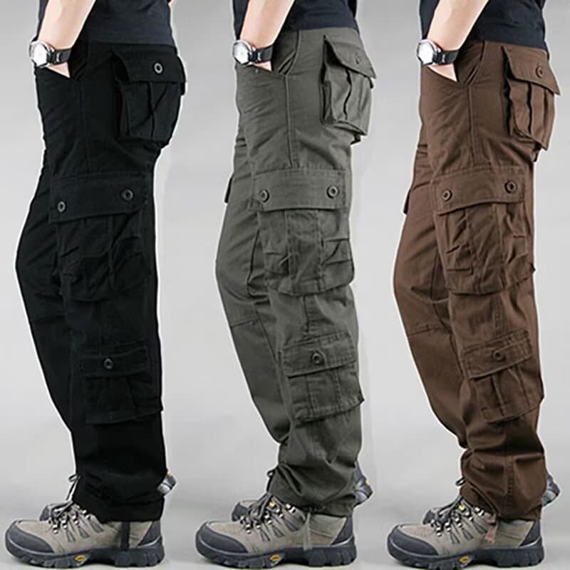 Spring and Autumn Outdoor Loose Straight Wide Multi-Pocket Cargo Pants Long Pants American Casual Pants Men's Work Pants
