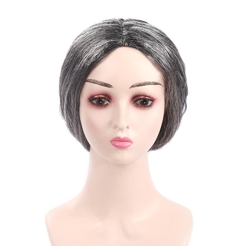 Old Lady Skit Performance Props Grandma Curly Wig Landlady Old Woman Wig Accessory Set