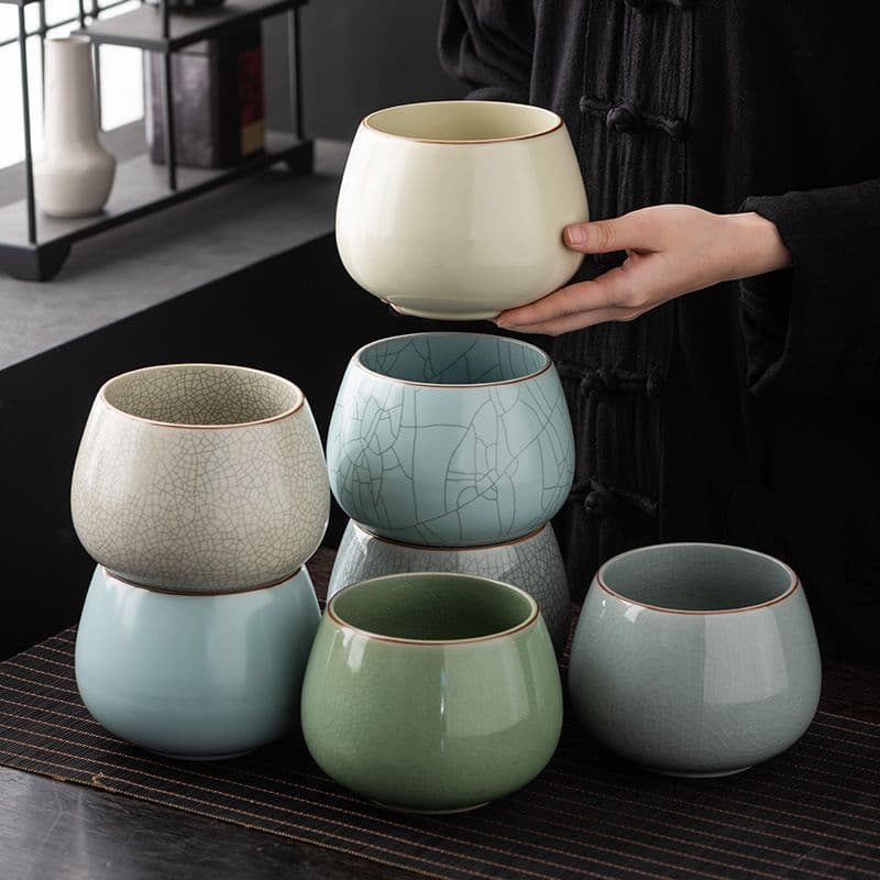 Ru Kiln Ceramic Simple Home Vintage Water Bowl Tea Rinse Jian Shui Tea Water Vessel Tea Bucket Kung Fu Tea Waste Bowl Kung Fu Tea Bowl