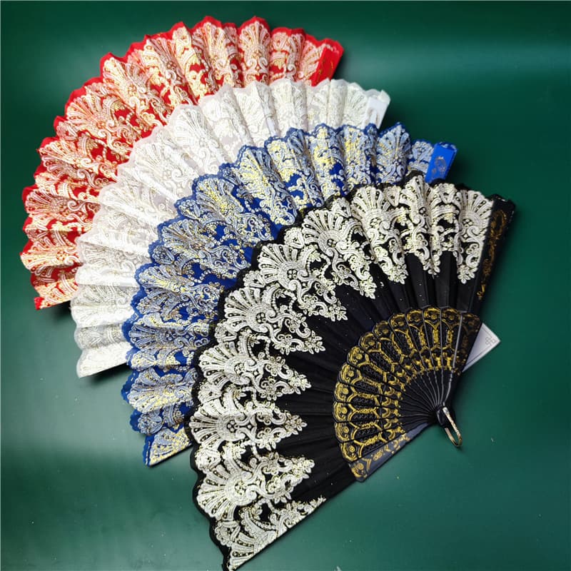 Chinese-style hot stamped flower folding fan wholesale, Spanish fan, dance fan, single flower Chinese-style real hot stamping