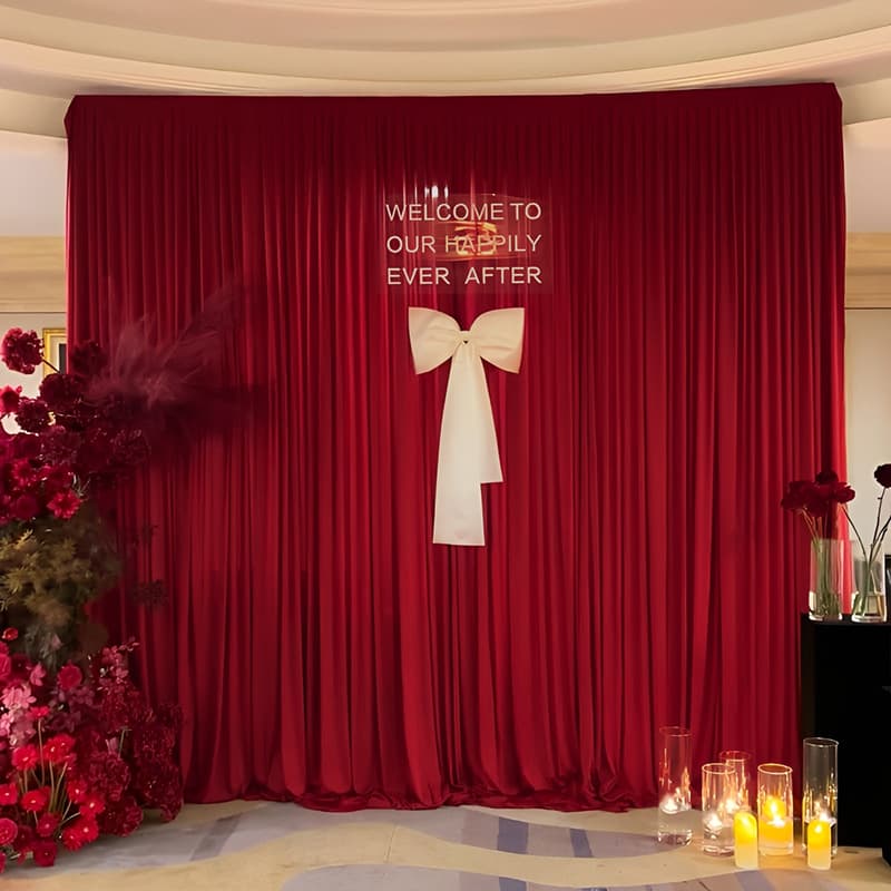 Wedding Milk Silk Stretch Fabric Red Background Ceiling Curtain Decoration Engagement Wine Red Birthday Party Wedding Fabric