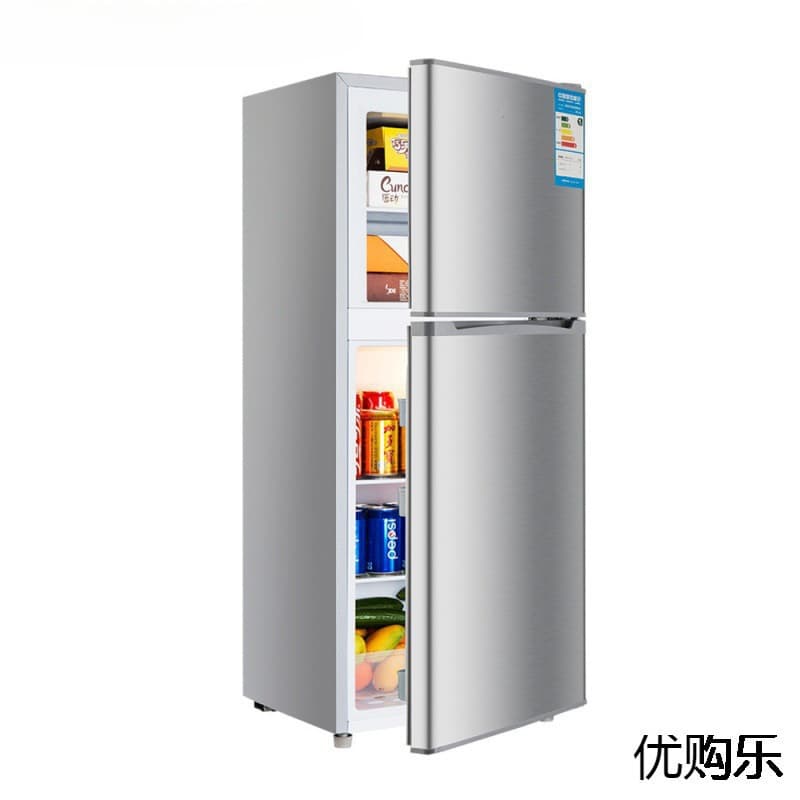 Double Door Mini Fridge with Refrigerator and Freezer, Household Dormitory Energy-Saving Electric Refrigerator, Car and Home Small Mini Single Door