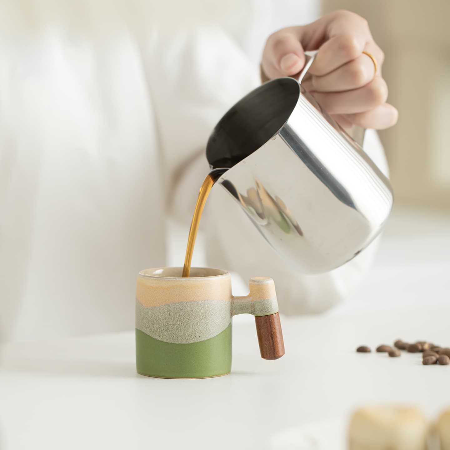 70ml Espresso Cup with Handle, Master Cup, Water Cup, Coffee Cup, Ceramic Kiln-Turned Single Cup, Cross-Border Custom Logo