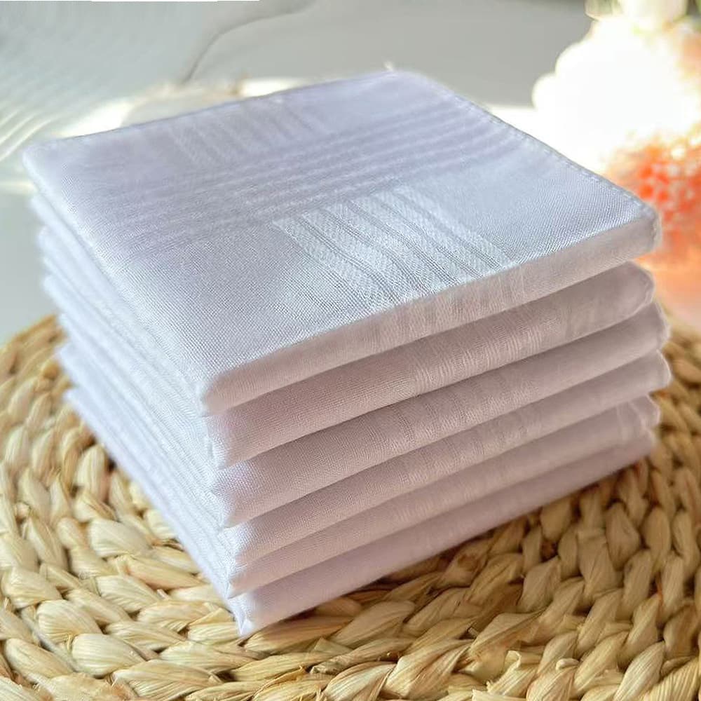 In stock, 40cm white satin-textured pure cotton handkerchief, Amazon white square scarf, men's pure cotton handkerchief, DIY customizable with logo.