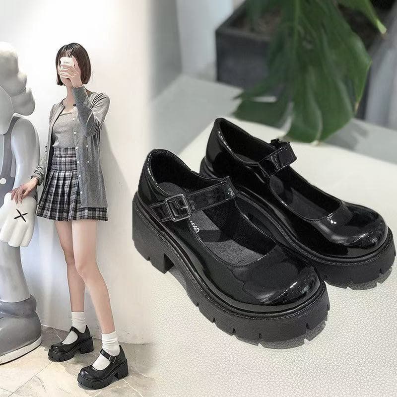 2025 Summer Plus Size New Mary Jane Women's Shoes Chunky Heel Thick Sole JK Uniform Shoes High Heels Women's Retro British Style