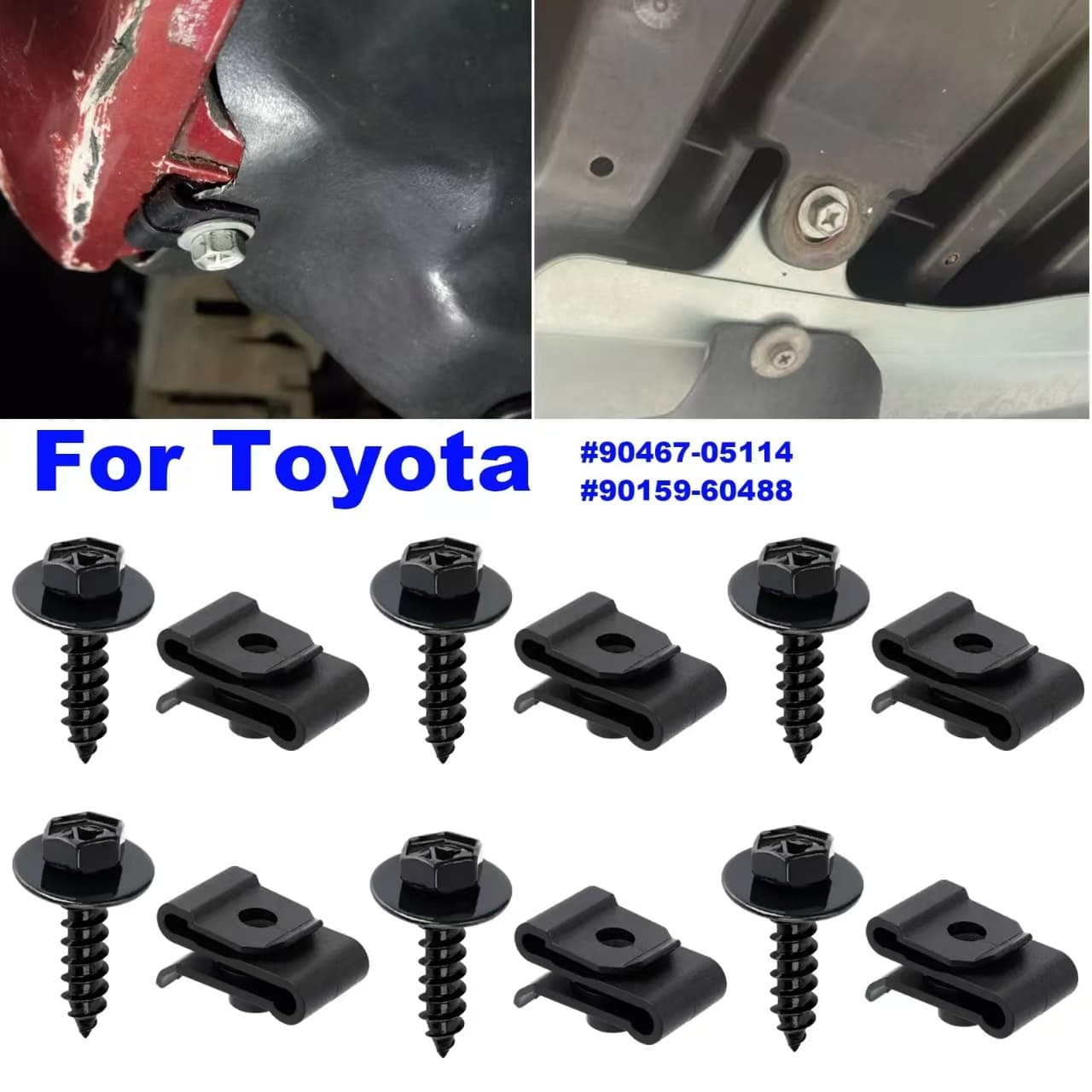 Compatible with Toyota 9046705114 9015960488 Bumper Cover Fender Liner Screw with U-Nut