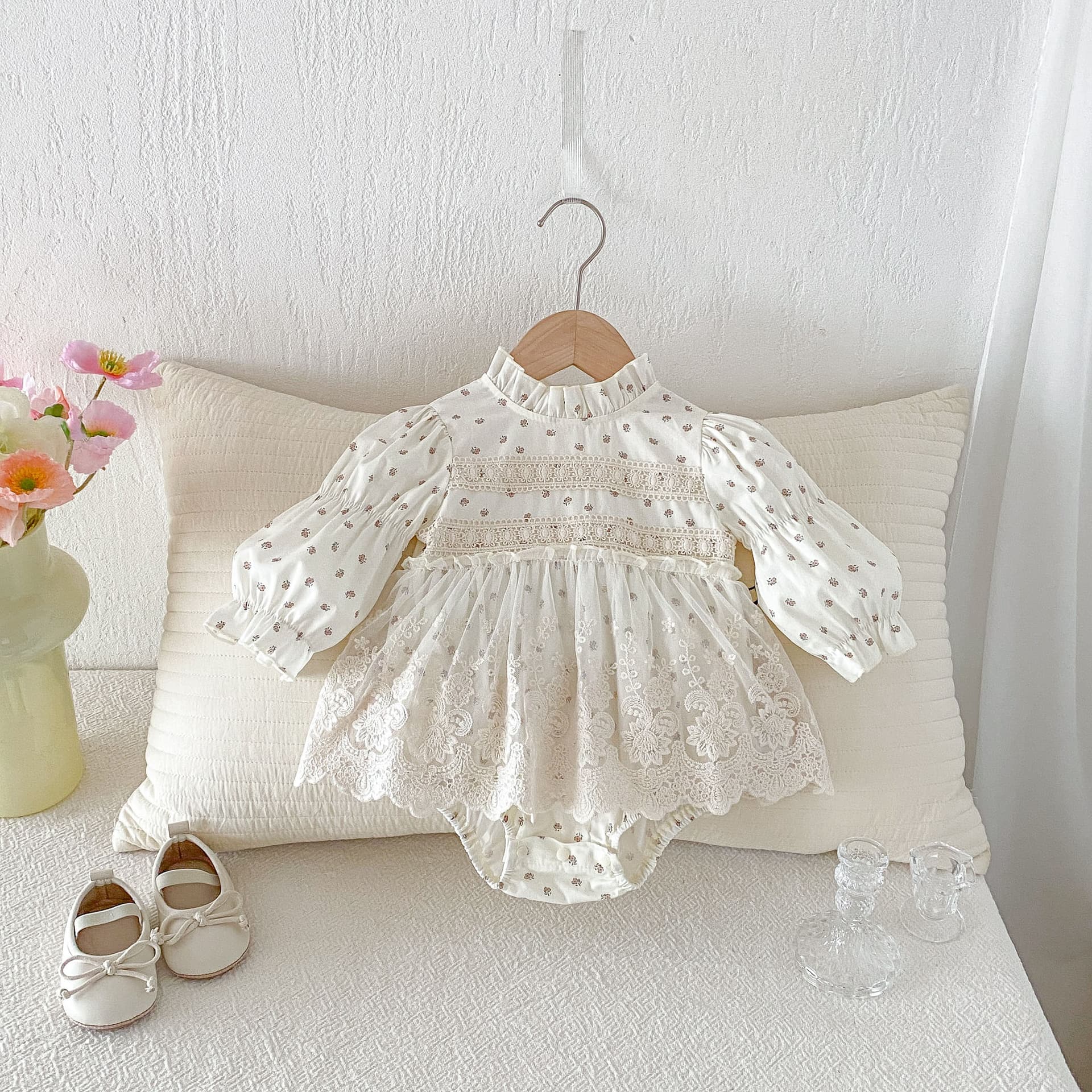 Baby Romper Autumn 2026 Korean Palace Style 100 Days Birthday Dress for Girls Cotton A-Class