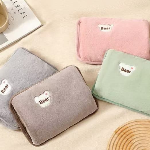 Bear Head Charging Hot Water Bag Embroidered Cartoon No-clean Auto Power-off Explosion-proof Hand Warmer with UK Plug