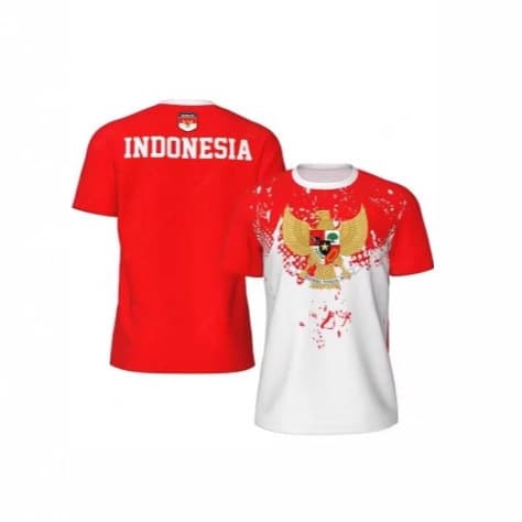 2025 Indonesia Football Shirt with Indonesia Flag, Men's Sports Shirt with 3D National Emblem Summer Trend Sports T-Shirt