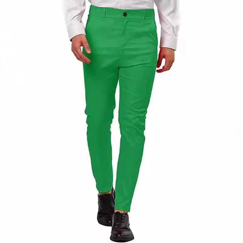 Amazon Youth Men's Slim Straight Printed Suit Pants, European and American Style Slim Fit Men's Casual Solid Color Long Pants