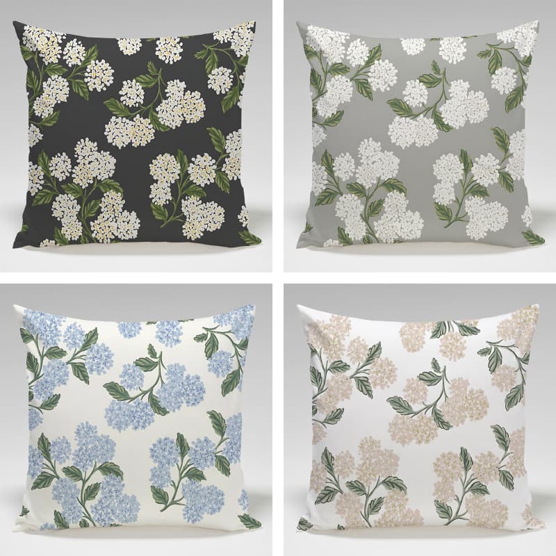 Cross-border hydrangea flower pillowcase, home living room sofa decoration, square pillow, office desk nap pillow